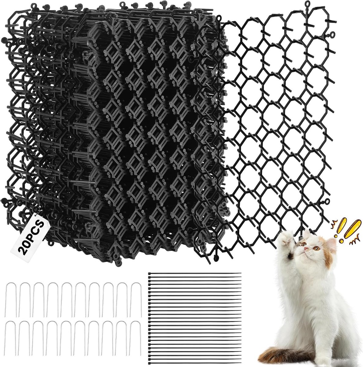 20-delige Doornmat voor Katten, Dierenafschrikking, Anti-Kat Mat voor Tuin en Plantenbescherming met Spikes