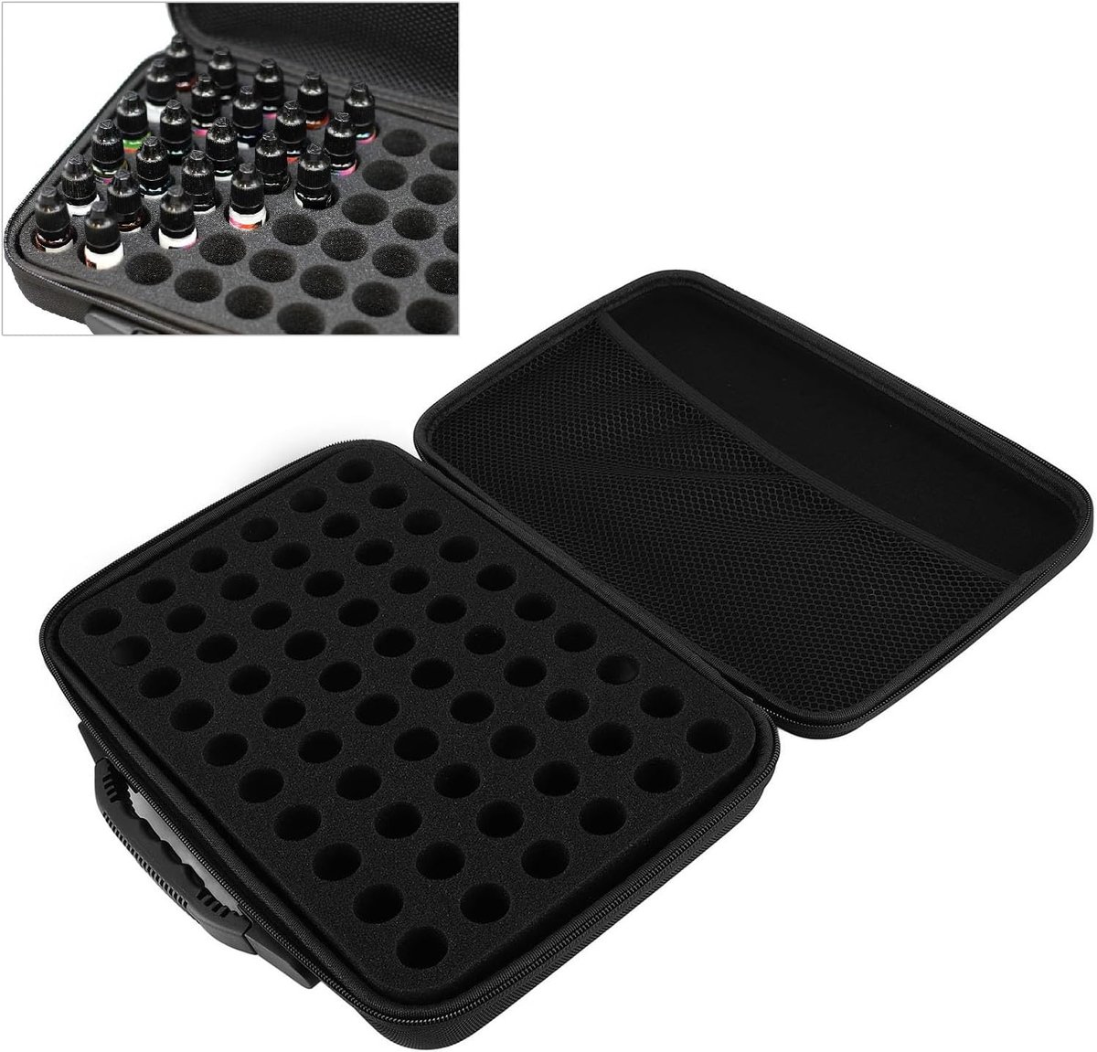 60 Bottle Eva Paint Storage Case, Hard Shell Organizer, Foam Insert, Portable Box with Carrying Handle for Alcohol - ShopVlot