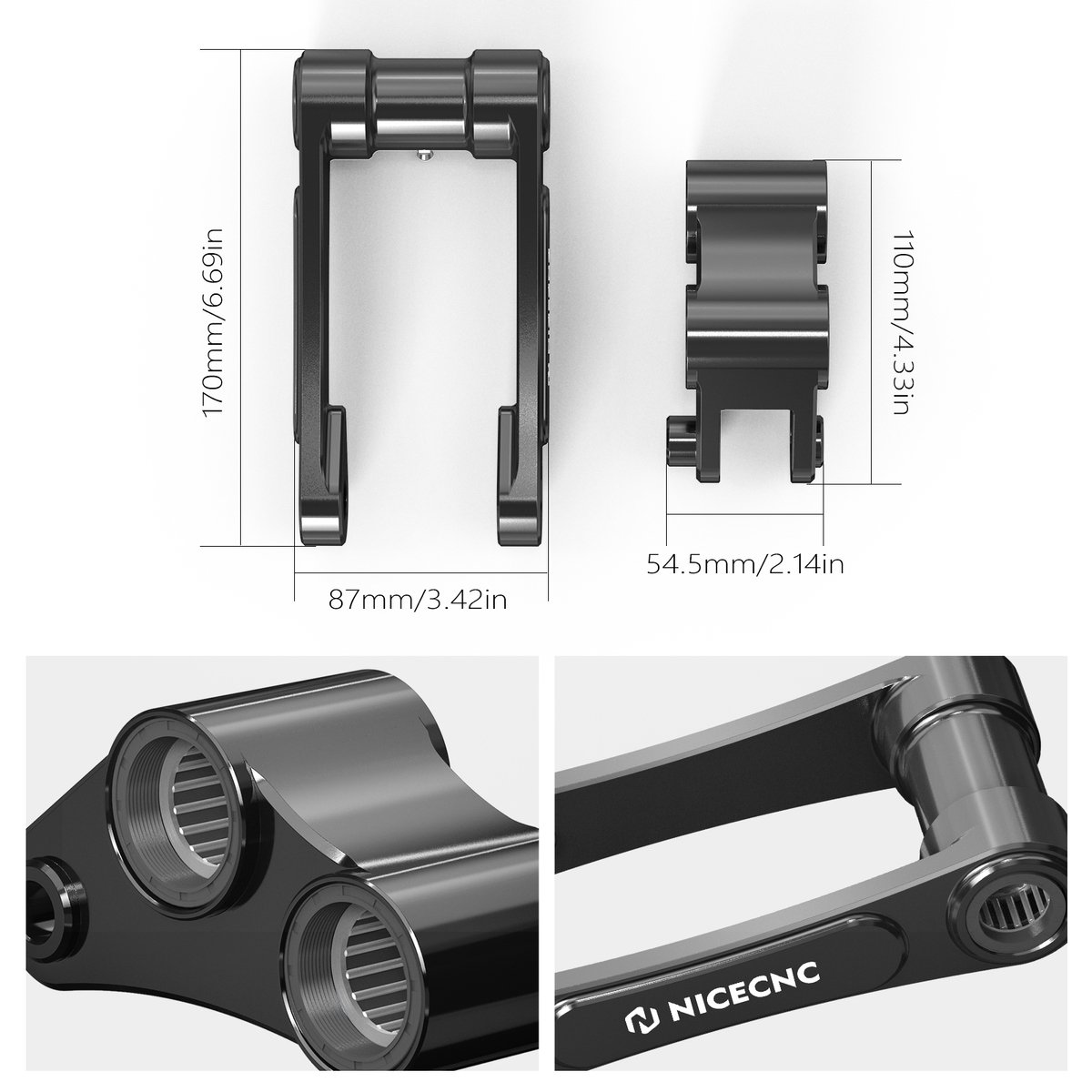 Achtervering Verlagingsset Zwart - 2 Inch Verlaging - Aluminium - Voor KTM 690 Enduro SMC R Husqvarna 701 GasGas - Motorfiets Onderdelen