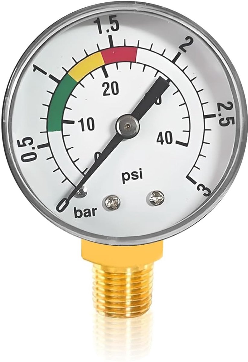 Waterdrukmeter voor zandfiltersysteem, 0-3 bar/psi, ideaal voor zwembaden en werkplaatsen
