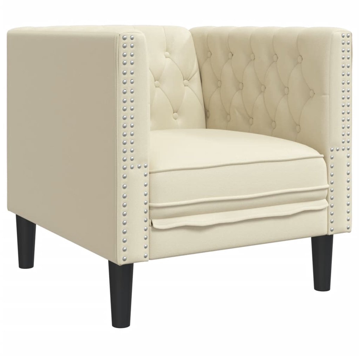 vidaXL Fauteuil - Chesterfield-stijl - kunstleer - crèmekleurig