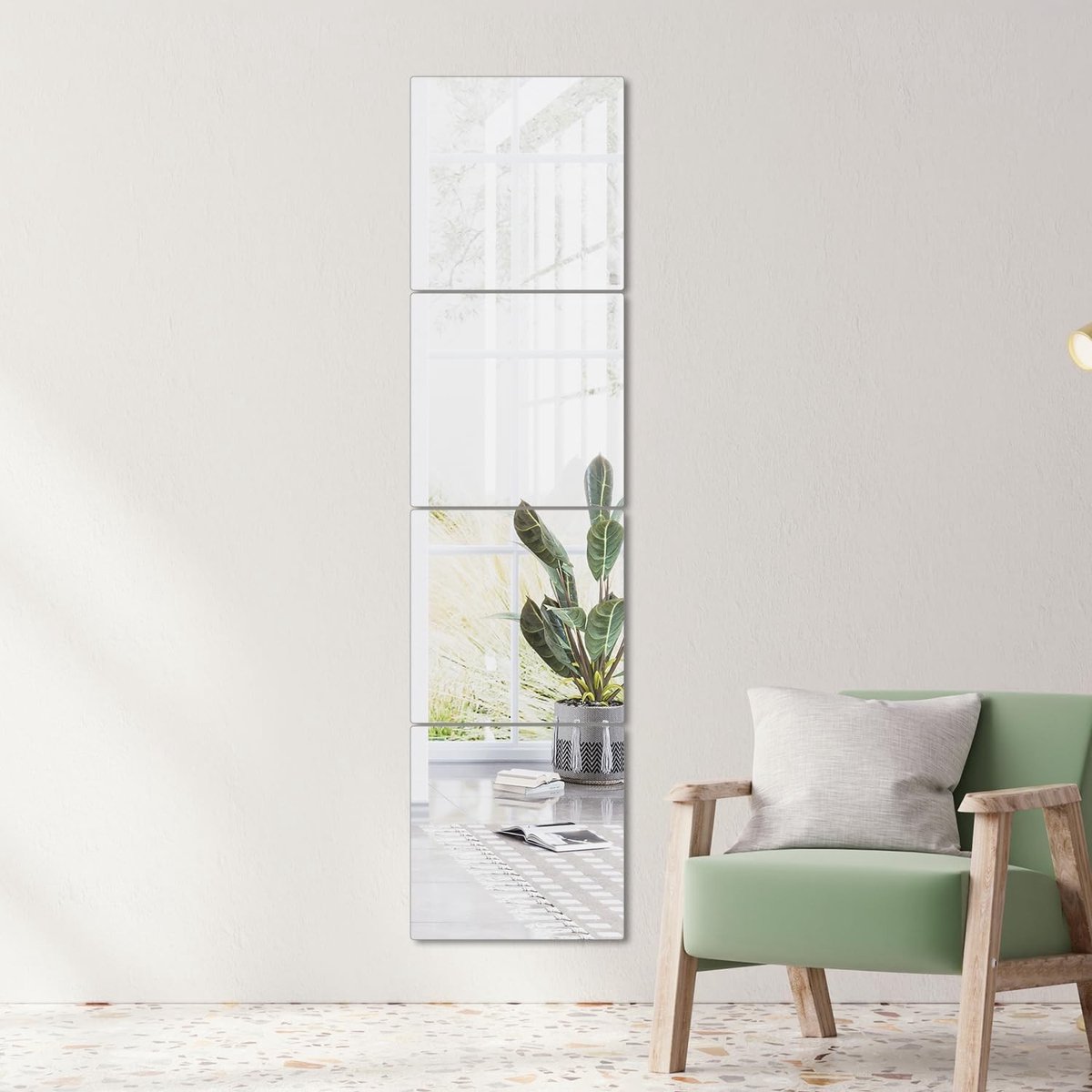 Set van 4 Zelfklevende Spiegels (30 x 30 cm) - HD Echt Glas Wandspiegels voor Badkamer, Deur en Decoratie zonder Vervorming
