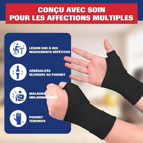 Artritis Compressie Handschoenen voor Ondersteuning van Hand, Pols en Duim - Ademend en Pijnverlichtend (Zwart, L) — afbeelding 3