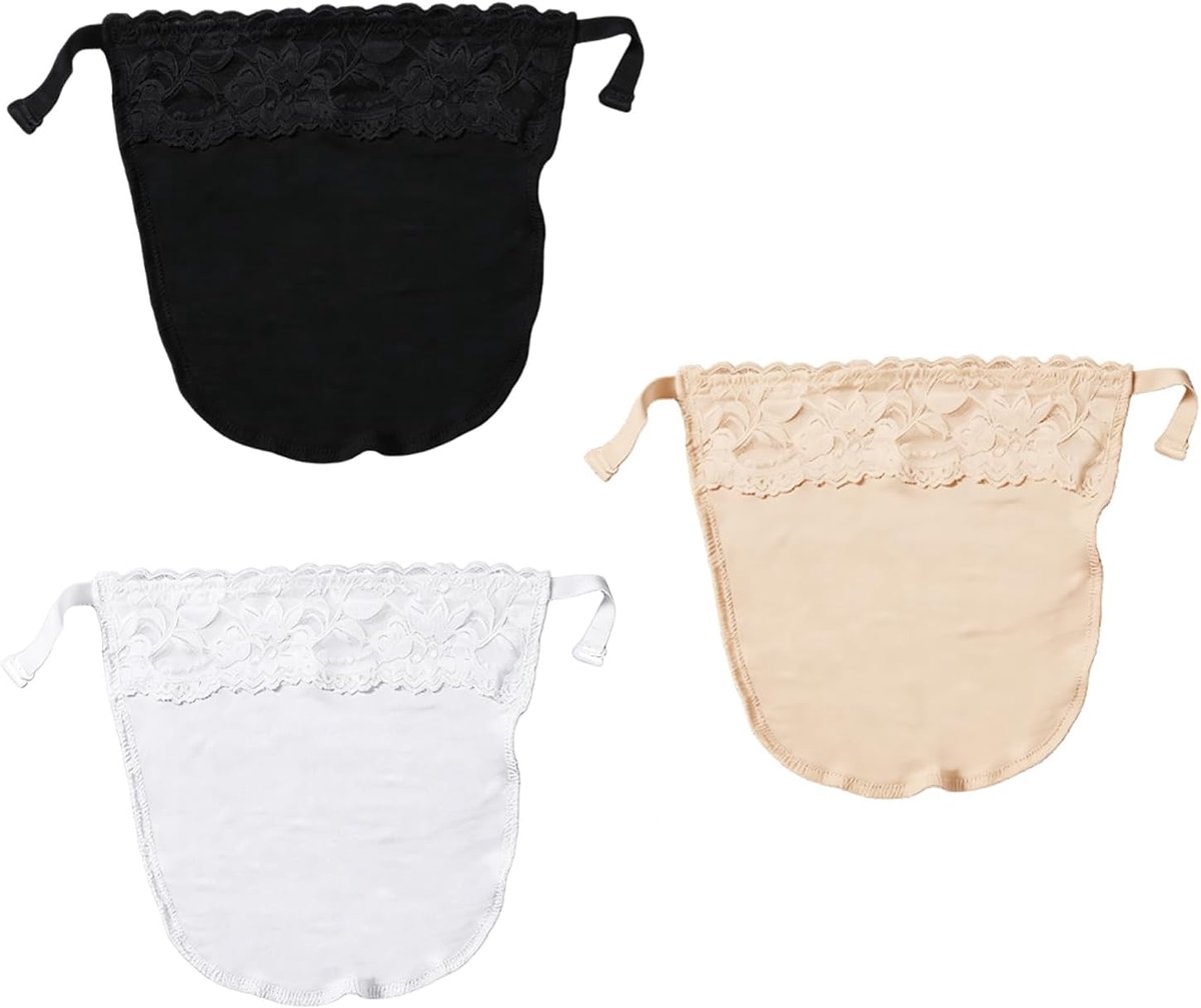 3 Stuks Kant Clip-On Mock Hemdje Inzetstukken, Decolleté Cover Panels voor Laag Uitgesneden Tops & Jurken, Anti-Inkijk Modesty Panels met Clips, Eén Maat