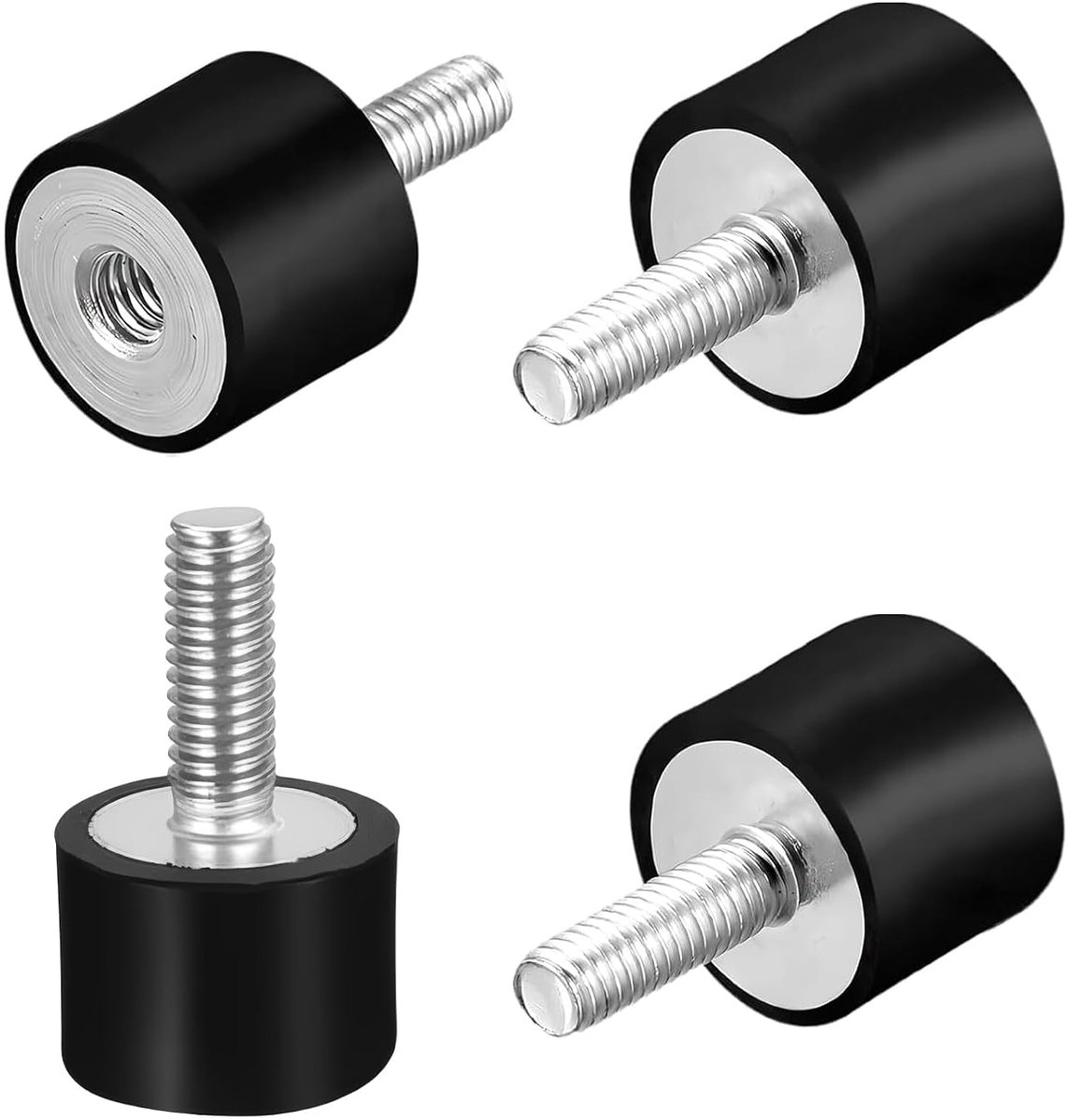 4 stuks trillingsdempers, rubberen buffers M6 20 mm rubber trillingsdemper M6 stekker bus trillingsdemper met schroeven Silentblock voor auto boot spoelen zwart VD 20 x 15 M6 x18