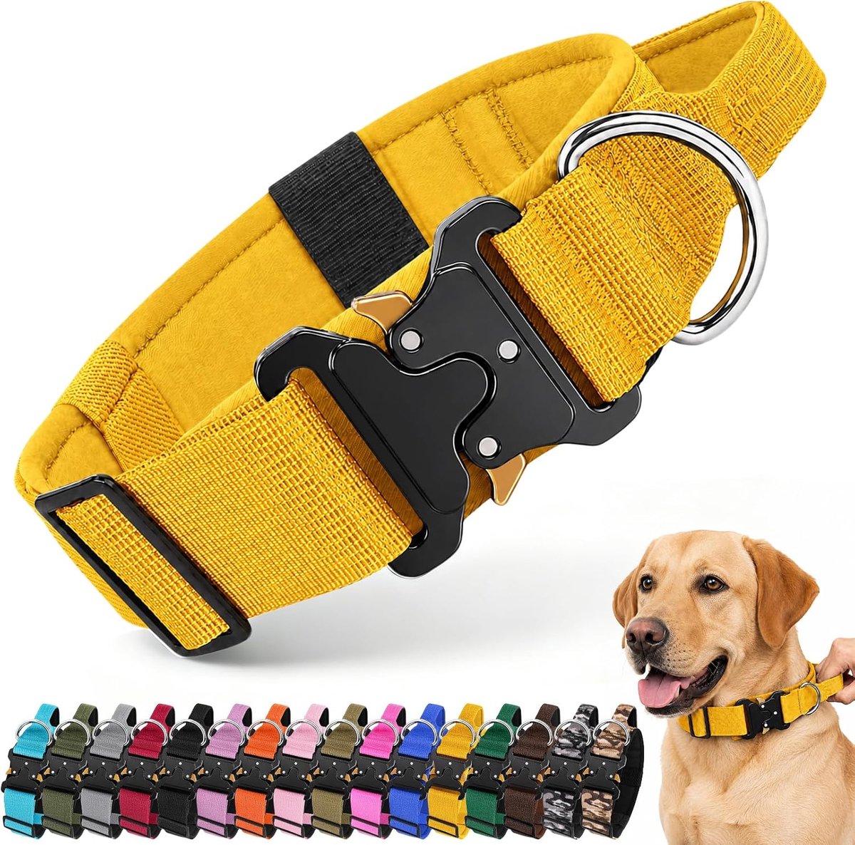 Halsband voor middelgrote en grote honden (geel, XL)
