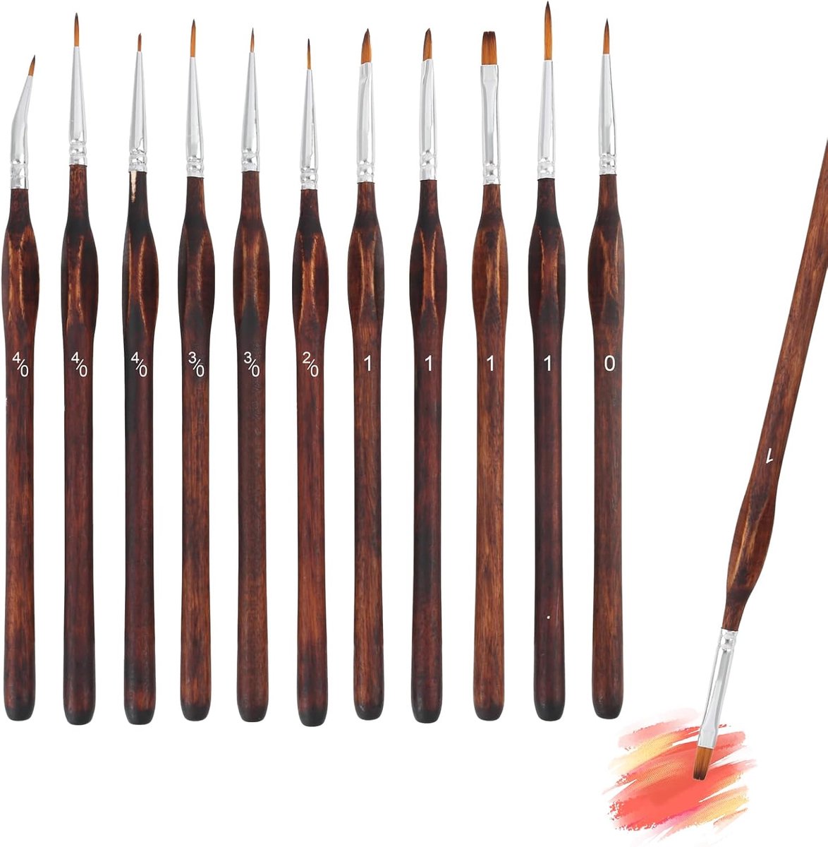 11 stuks verfkwasten – acrylkwast, fijne kwasten voor acryl, aquarel, gouache, modelbouw, schilderen op nummer, miniaturen, duurzaam