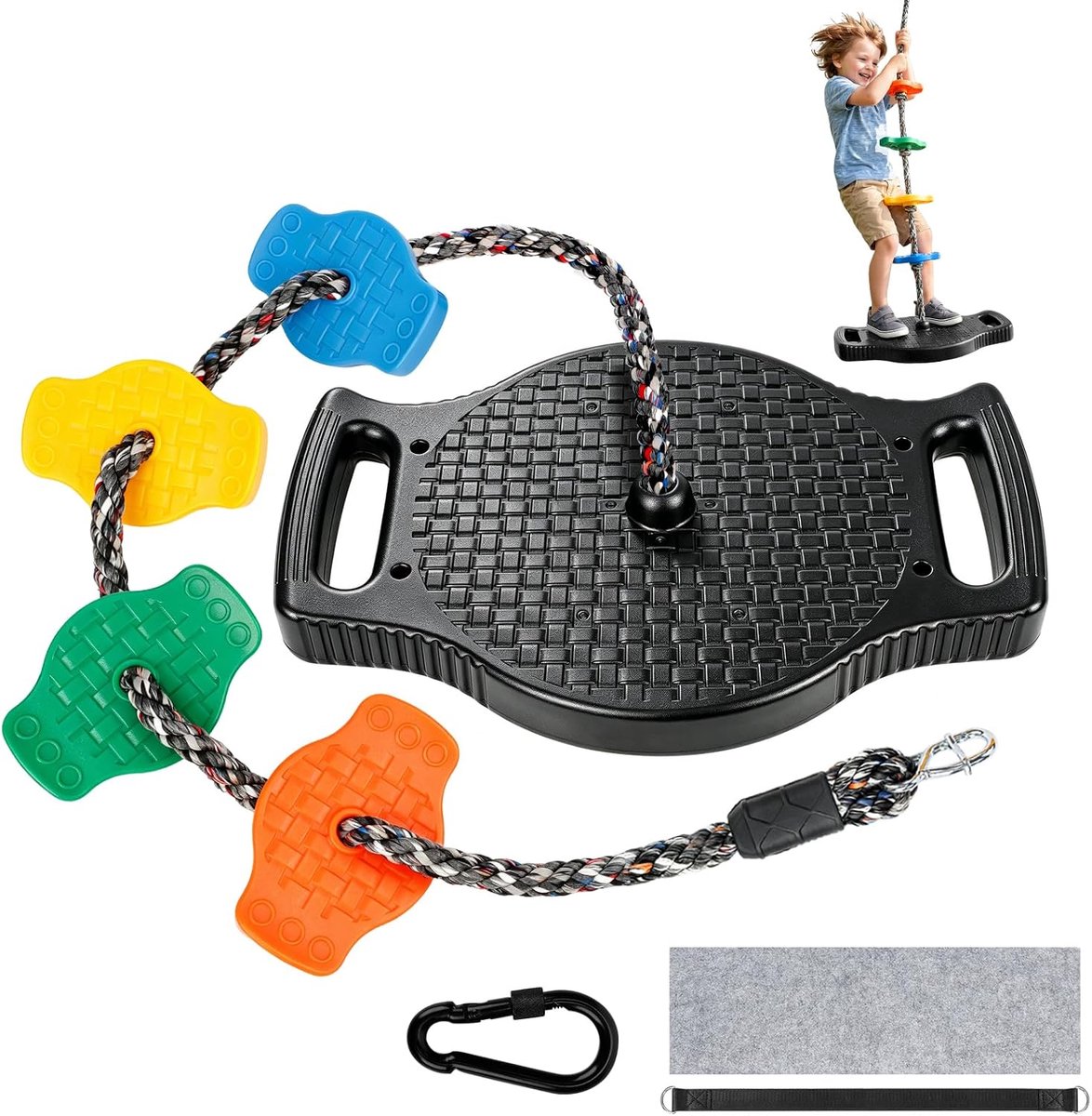 Tuin outdoor, kunststof antislip schommel zitset, zwart