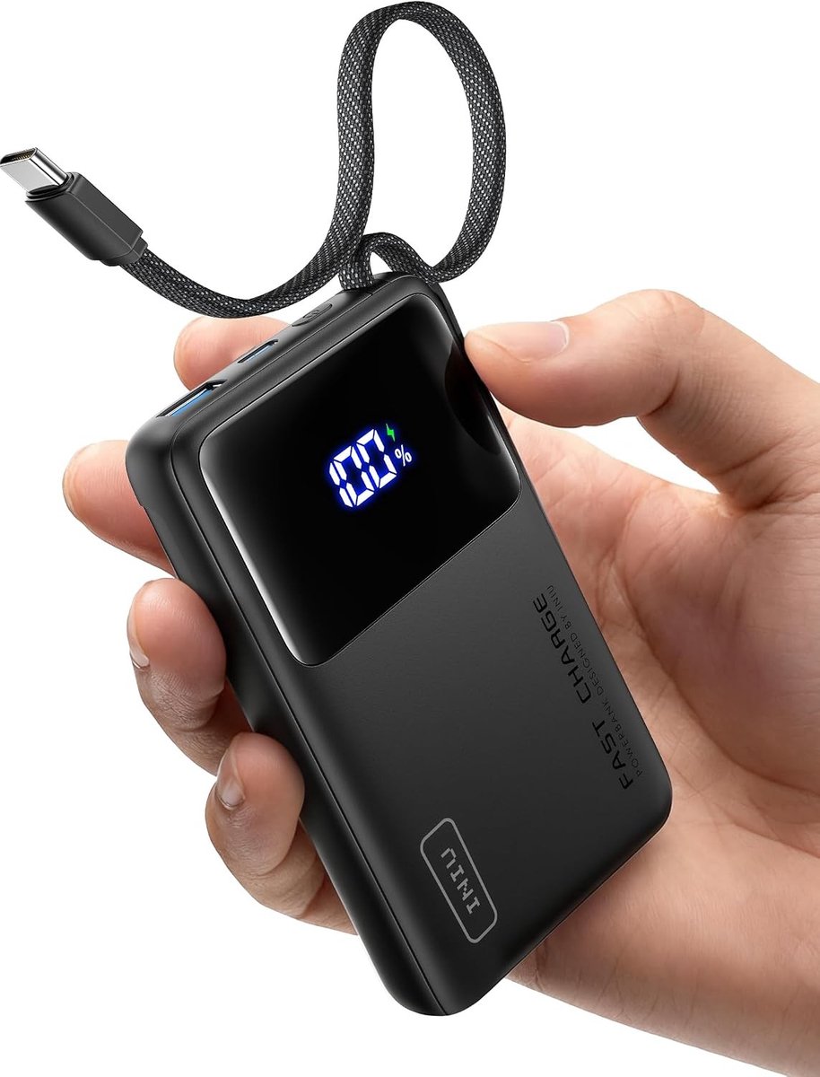Kleine 45W 10000mAh Powerbank voor Snelladen, Draagbare Externe Batterij voor Smartphones en Tablets