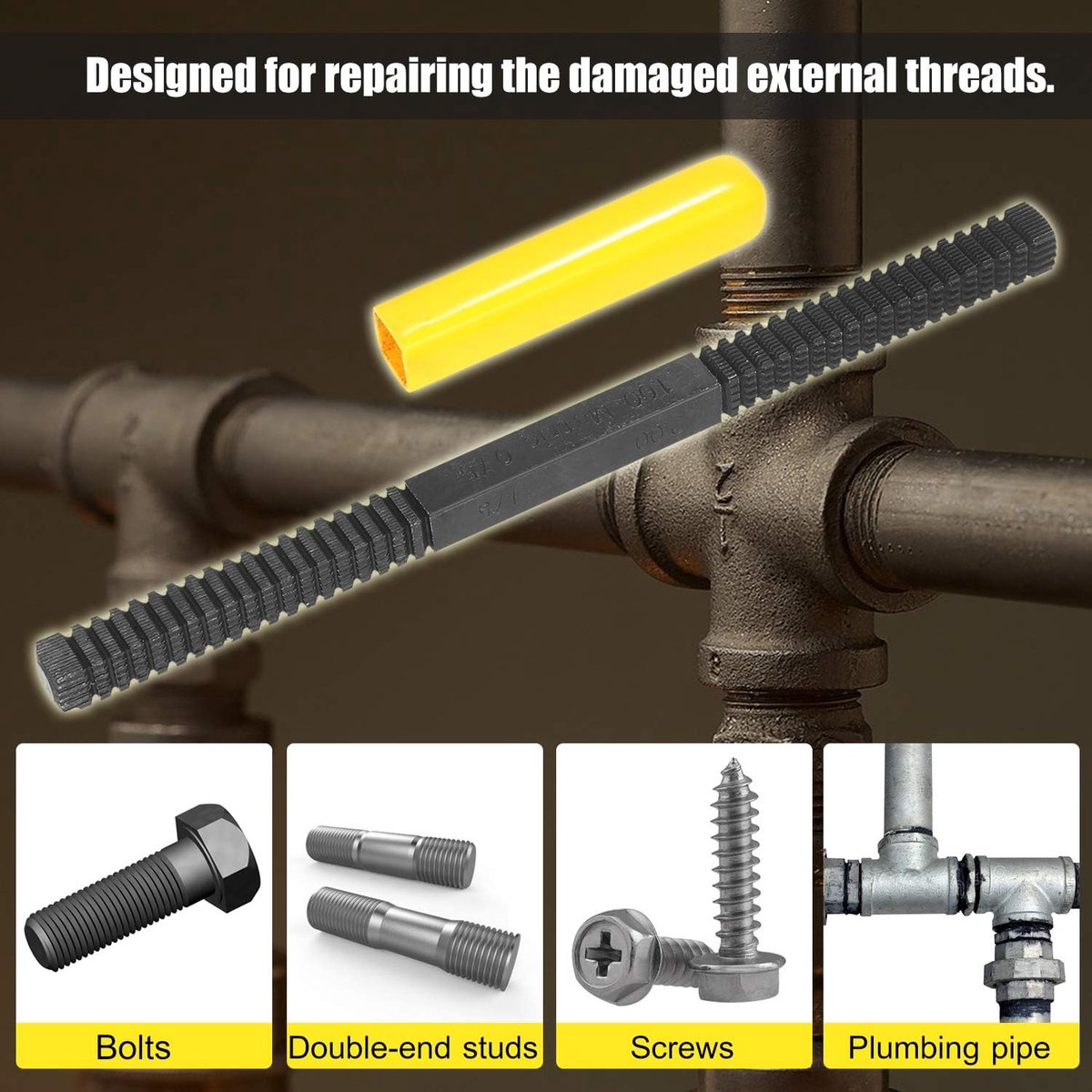 Metrisch, reparatiegereedschap met 8 metrische schroefdraadvijlen 0,75 1,0 1,25 1,5 1,75 2,0 2,5 3,0 mm, geschikt voor links- of rechtsschroefdraad
