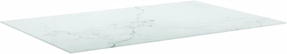 Tafelblad, rechthoekig, van gehard glas, wit, marmer, 100 x 62 cm, dikte 6 mm, tafelblad, eetkamertafelblad, tafelblad van glas