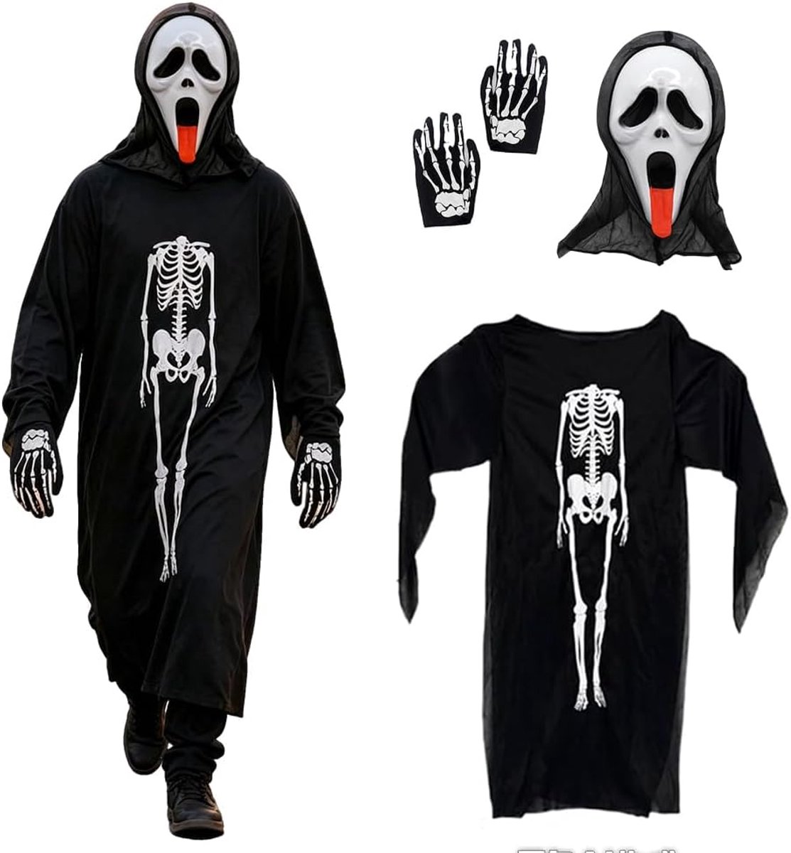 Halloween-skeletkostuum voor volwassenen, cosplay