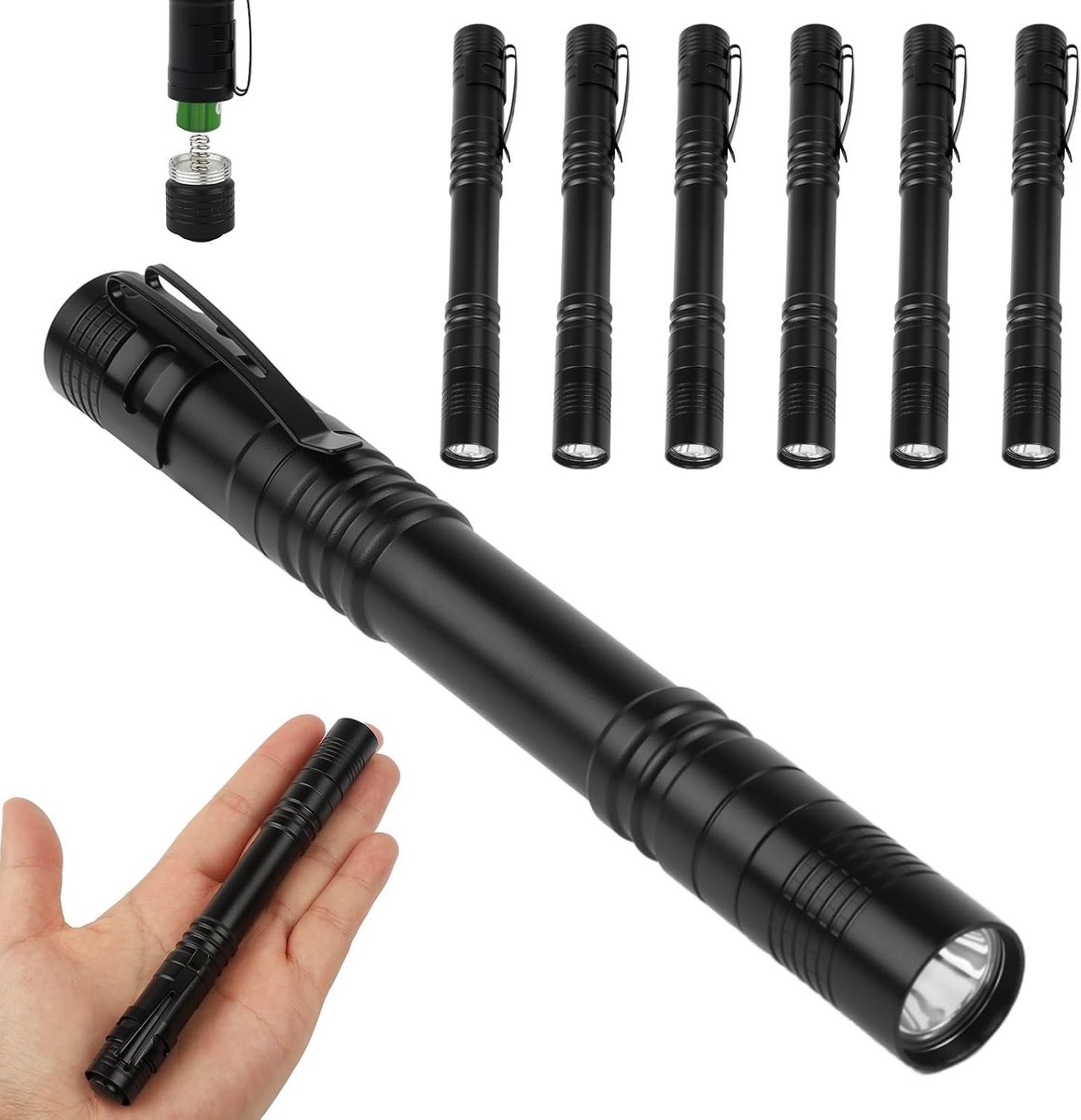 Set van 6 Mini LED Penlantaarns met Hoge Helderheid - Compacte en Robuuste Zaklamp voor Werk, Buitenactiviteiten en Noodgevallen