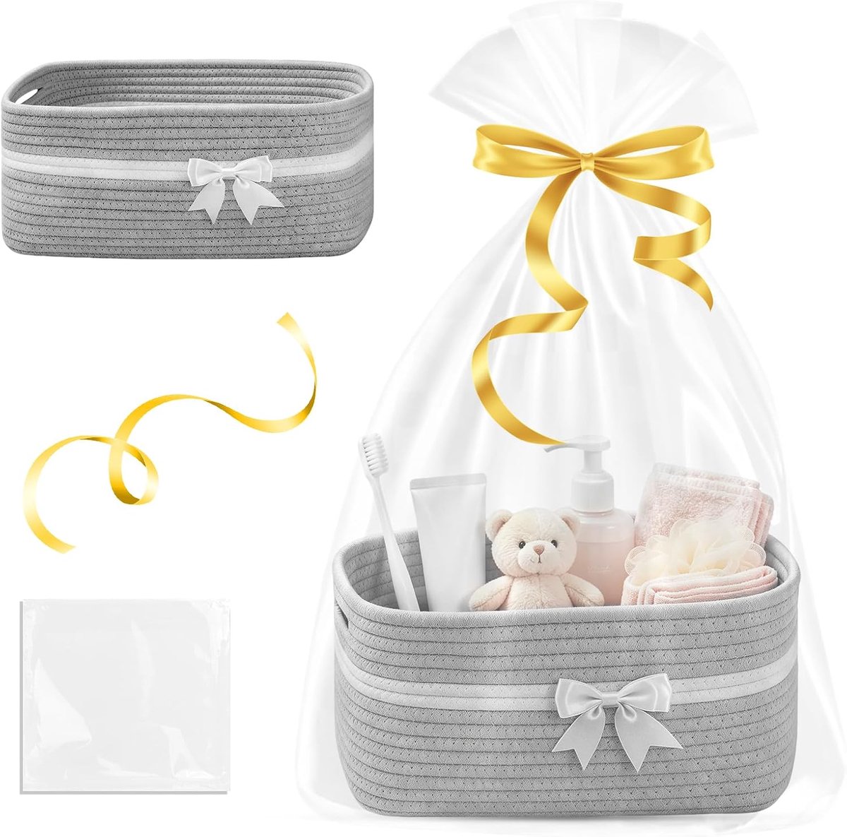 34 x 25 x 15 cm, leeg, groot, met geschenkzakjes en linten