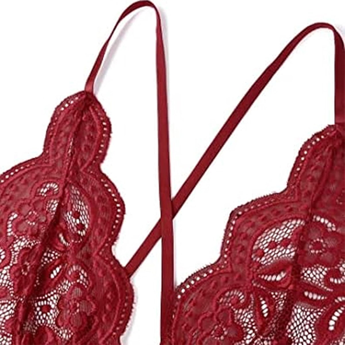 Dameslingerie, set van babydoll, tanga en beha, opengewerkte kant, ruches, charmante, verstelbare bandjes, chique cadeau, A34