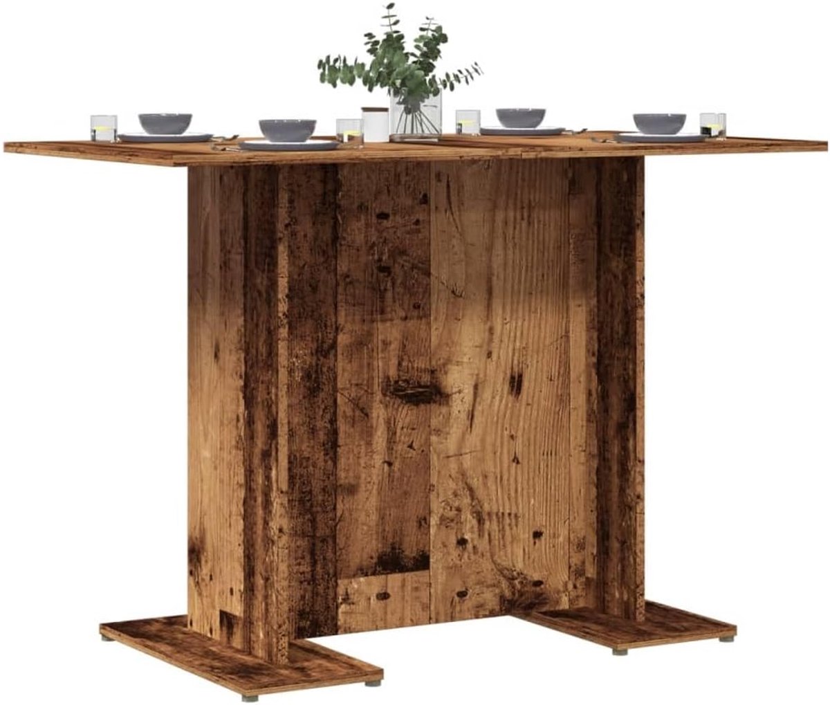 Hout minimalistisch eettafel 110x60x75 cm oudhoutkleurig
