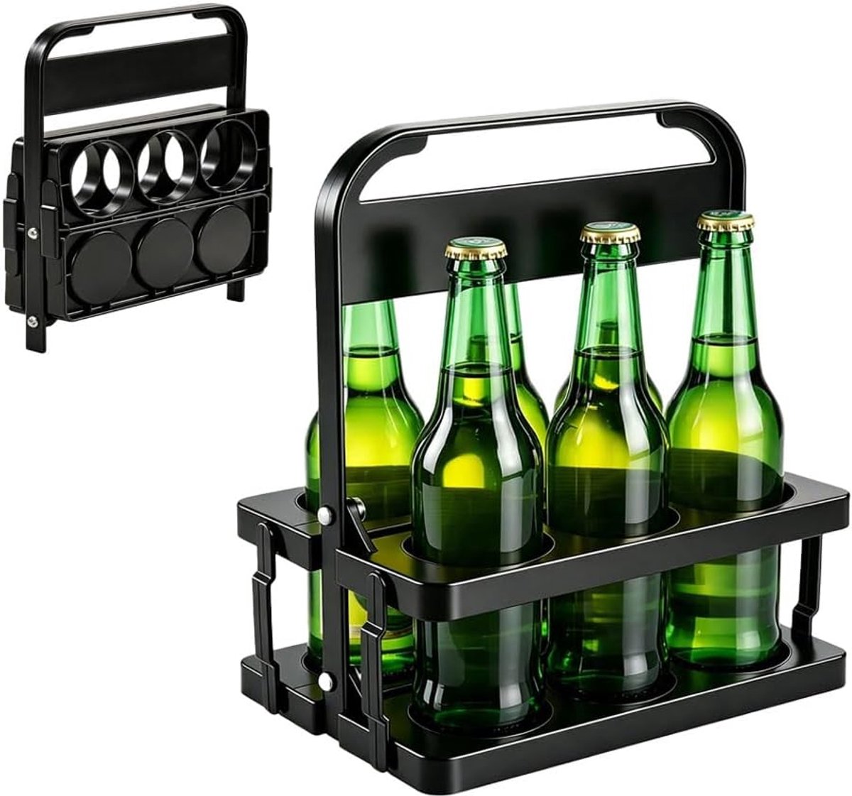 Flessenhouder voor 6 flessen, opvouwbare bierdrager, 33 × 27 × 18 cm