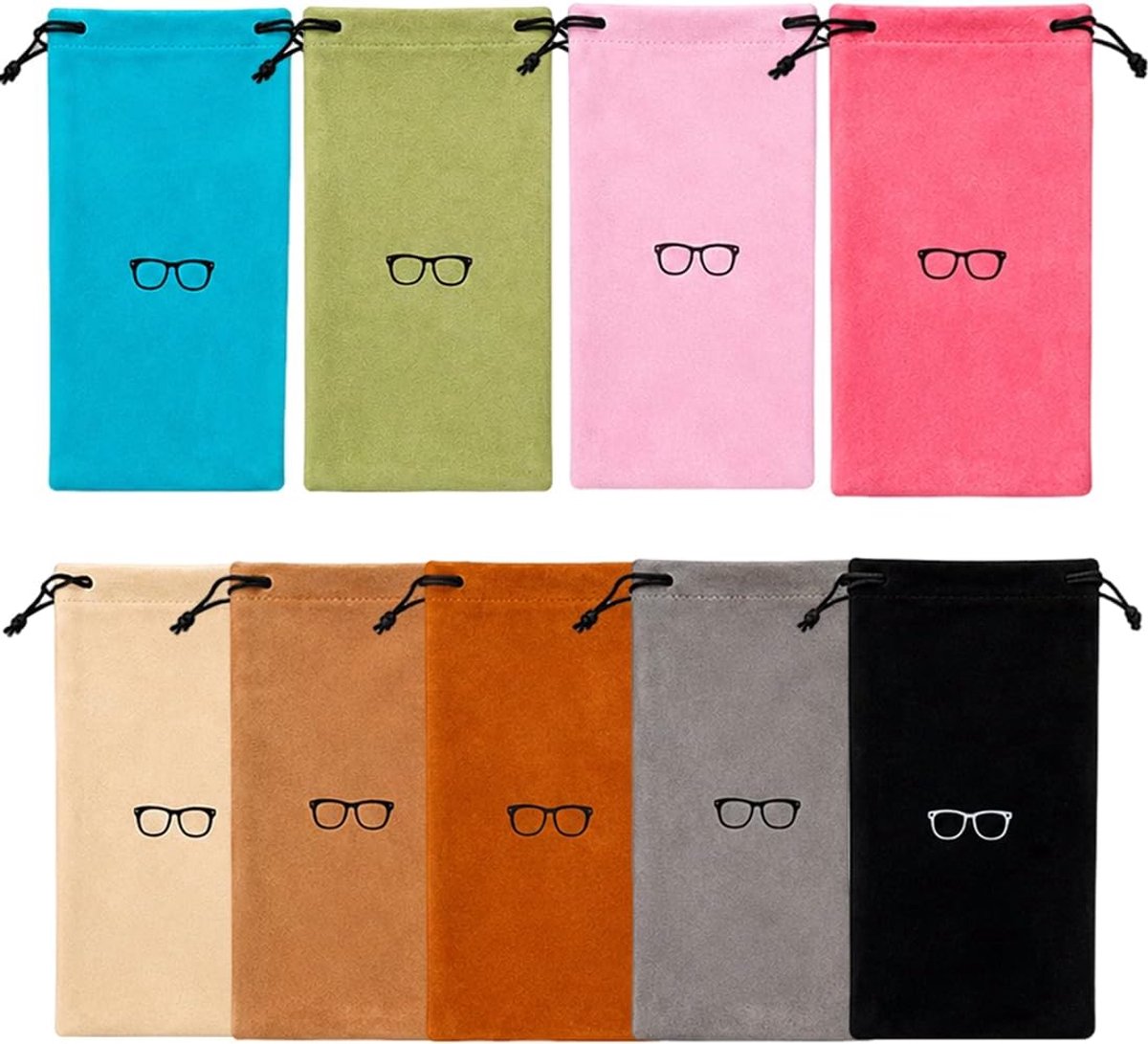 9 Brillenhoesjes Zacht,Microvezel Brillentas,Platte Brillendoos,Brillenopslag