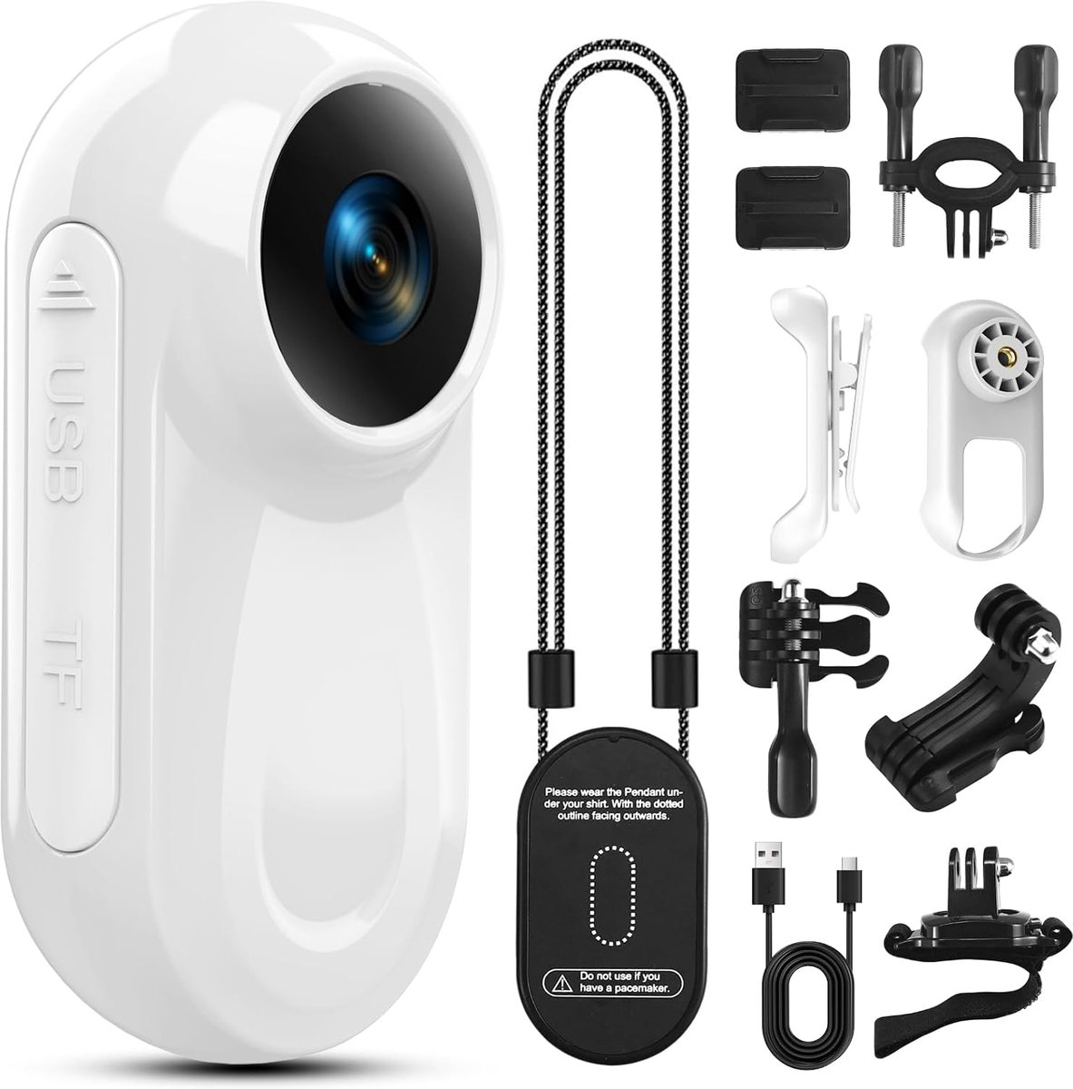 Mini bodycamera 1080P - 512 GB, compacte vlogcamera voor handsfree opnemen, draagbare actiecamera met 360° draaibare clip en magnetische clip, draagbare videorecorder voor reizen/motorrijden (SD-kaart niet inbegrepen)