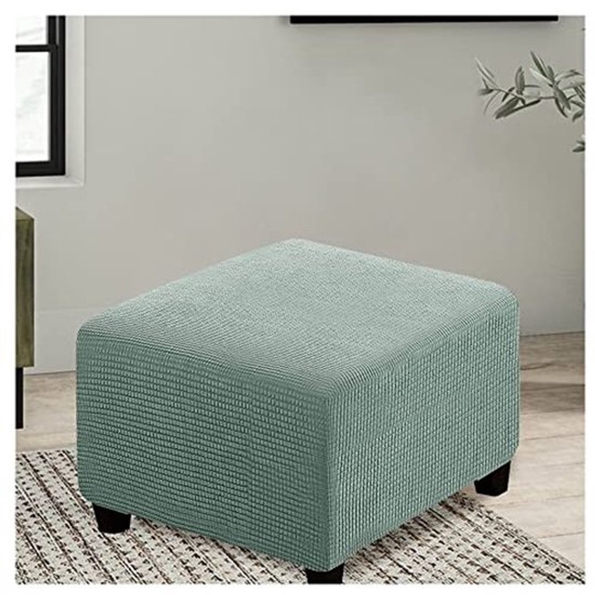 Stretch hoes voor vierkante poef - wasbaar - antislip voetenbankhoes 50x50cm