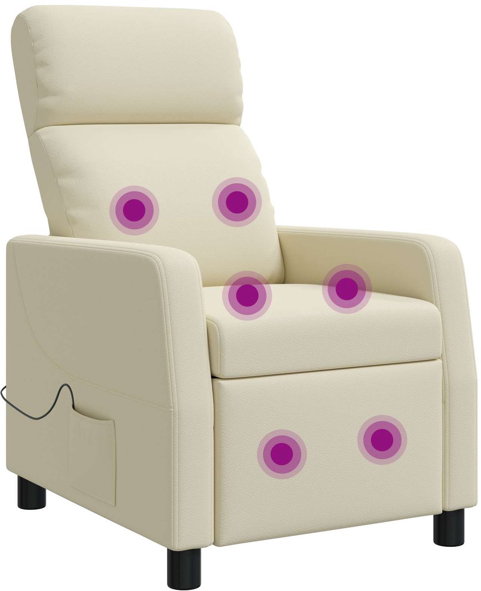 vidaXL Massage - Relaxstoel - Crèmekleurig - Kunstleer