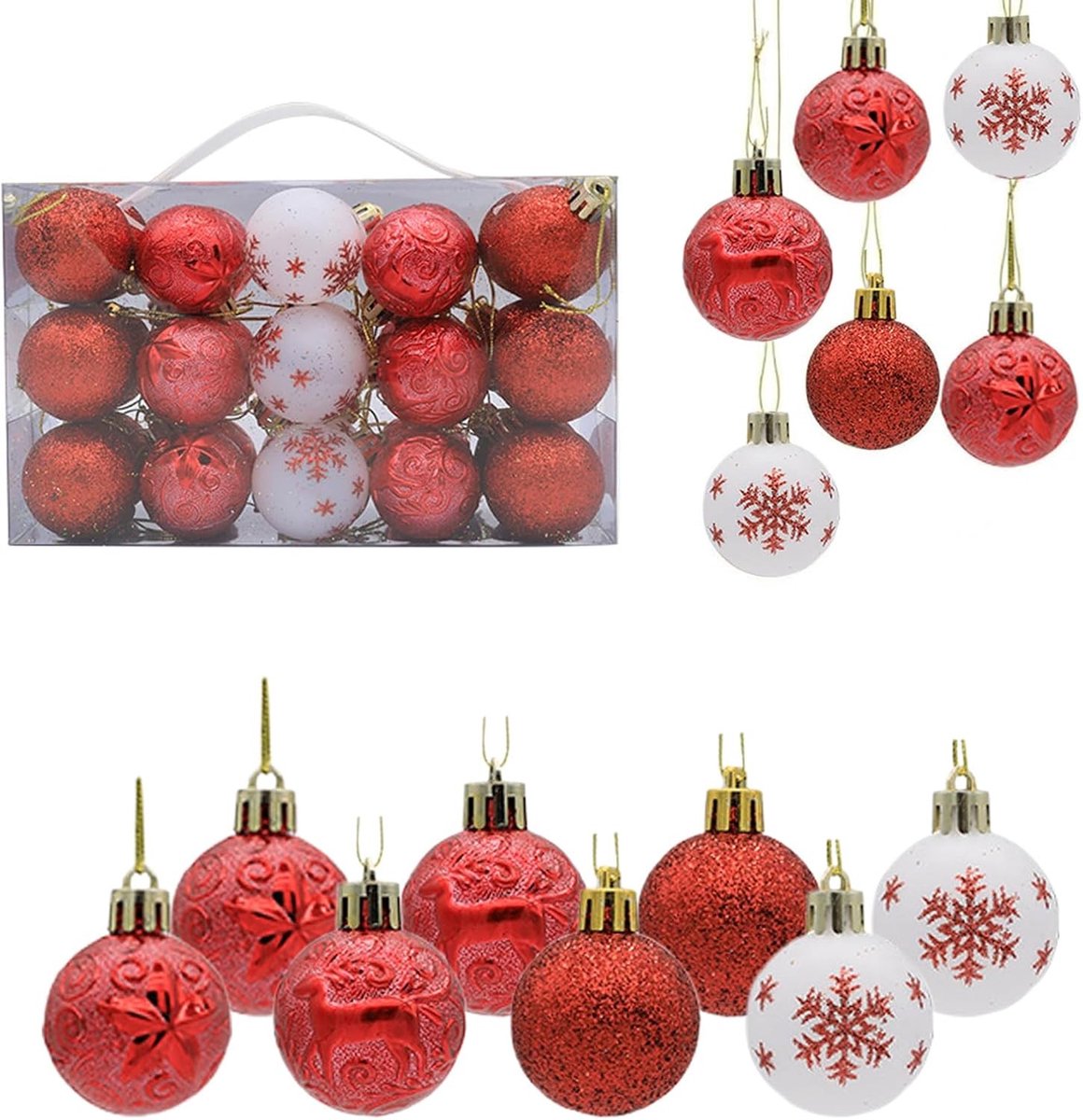 Kerstballen voor Boomdecoratie, 4cm Schokbestendige Ornamenten, Set van 30 Stuks voor Feestdagen en Partijen