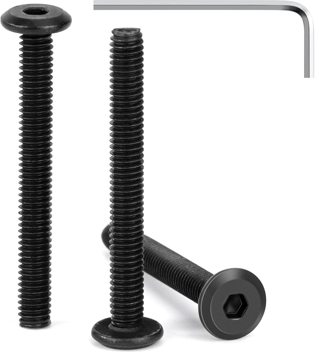 Tunejoy Pack of 30 Flat Head Screws M4 x 35 mm Black Hex Head Screws Stainless Steel A2 V2A Furniture Screws with Hex - ShopVlot