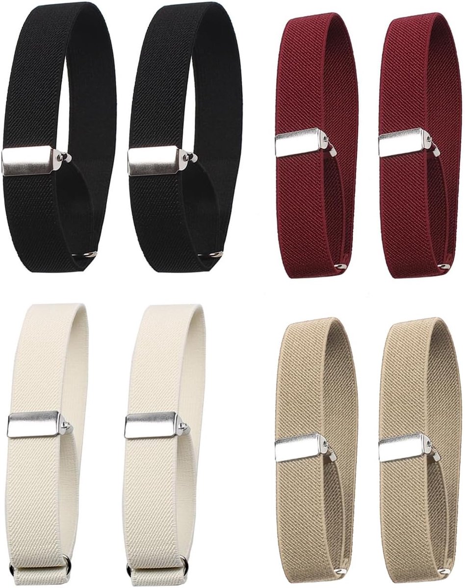 12St Shirt Mouw Ringen, Verstelbare Elastische Armbanden, Vaste Accessoires Voor Shirt Manchetten, Geschikt Voor Anti-Rimpel Styling, Dagelijkse King.
