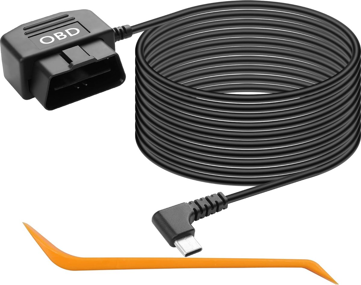 CERRXIAN Micro OBD Power Cord for OBD 90 Degree Type C Driving Recorder 24 Hours/AC Mode (Type C L) - ShopVlot