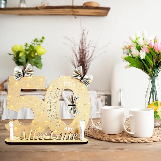 Bord gastenboek, 50e verjaardag decoratie, geldgeschenken verjaardag, houten bord gastenboek verjaardag als gepersonaliseerd cadeau, geschikt voor mannen vrouwen verjaardag jubileum trouwdag By — afbeelding 5