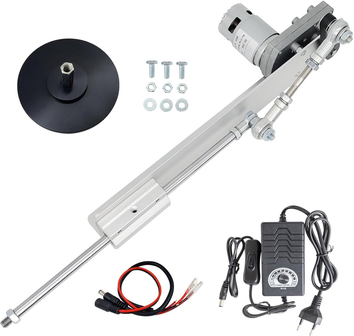 Lineaire actuator, DC 24 V, doe-het-zelf lineaire motor, 120 rpm, slag 3 cm-15 cm, met toerentalregelaar en zuignap
