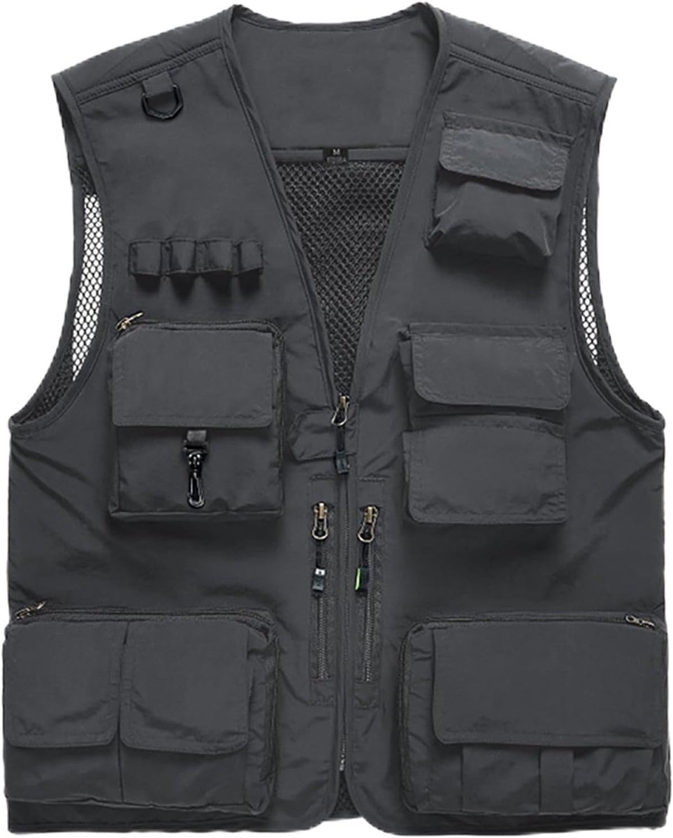 Outdoorvest voor heren, sneldrogend, mouwloos gilet met meerdere zakken, vest voor vissen, kamperen, wandelen, reizen, vracht en jacht