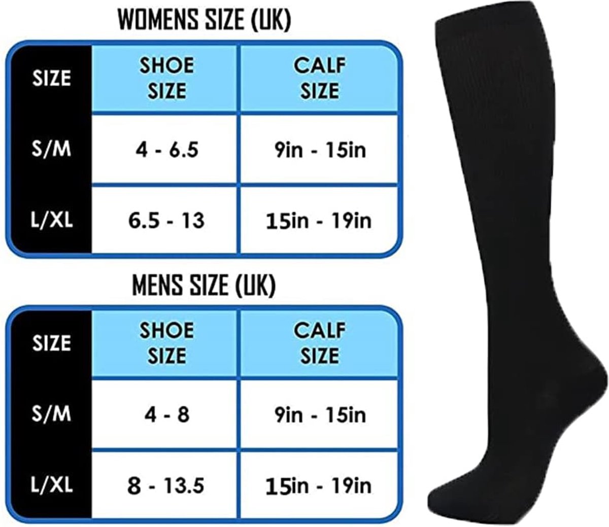 (2 paar) Compressiekousen voor mannen en vrouwen, vliegsokken, compressiekousen, hardloopsokken voor hardlopen, scheenspalken, vluchtreizen, boost uithoudingsvermogen, circulatie en herstel