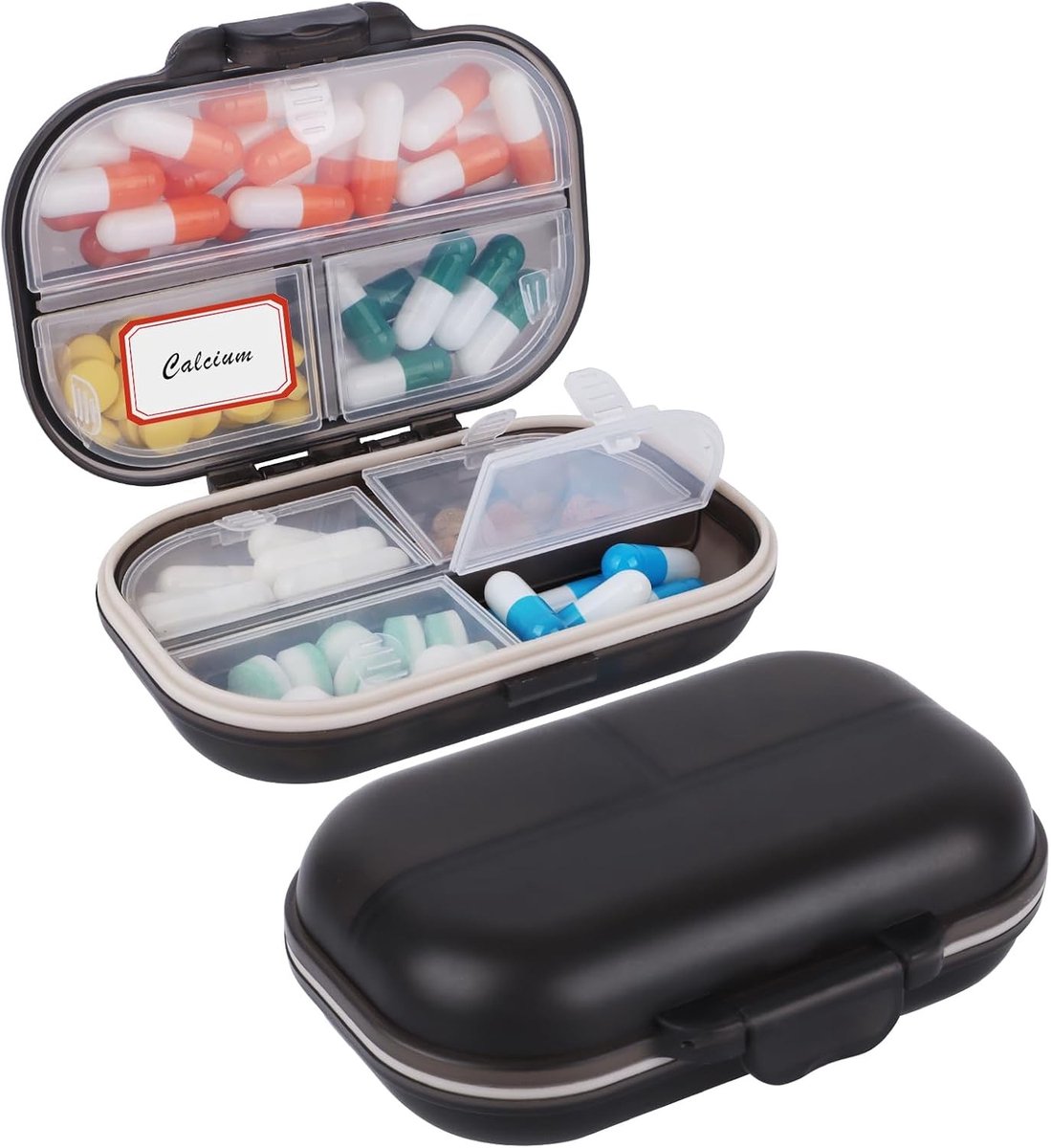 Draagbare Pillendoos met 7 Compartimenten - Reisorganiser voor Tabletten, Vitaminen en Visolie, Luchtdicht en Vochtbestendig
