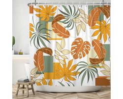 60 x 72 inch Boheemse badkamer gordijn waterdicht abstract botanisch douchegordijn aquarel midden eeuw tropische plant douchegordijnen wasbaar bad decoratief gordijn met haak
