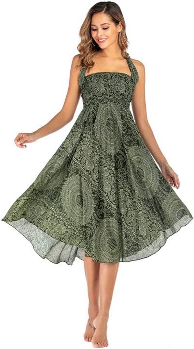 Women Skirts, Women 5cm 1 Vintage Maxi Skirt Floral Print Halter Dress High Waist Swing Boho Skirt - ShopVlot