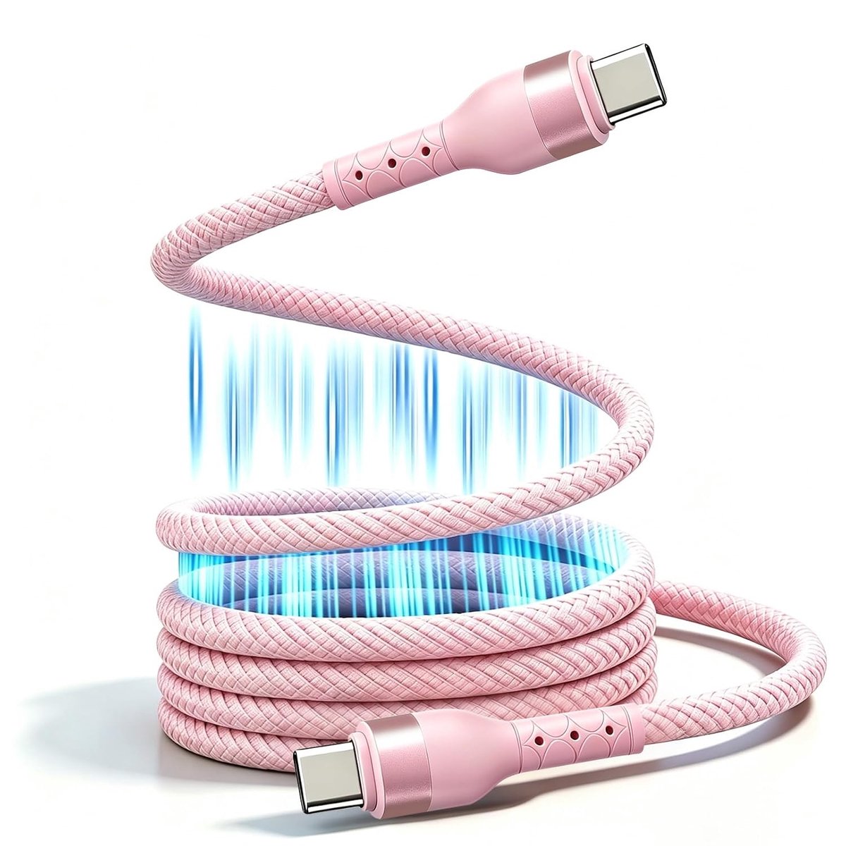 Oplaadkabel USB C 1 m - Roze - Magnetisch en knoopvrij - Ideaal voor auto en kantoor - ShopVlot
