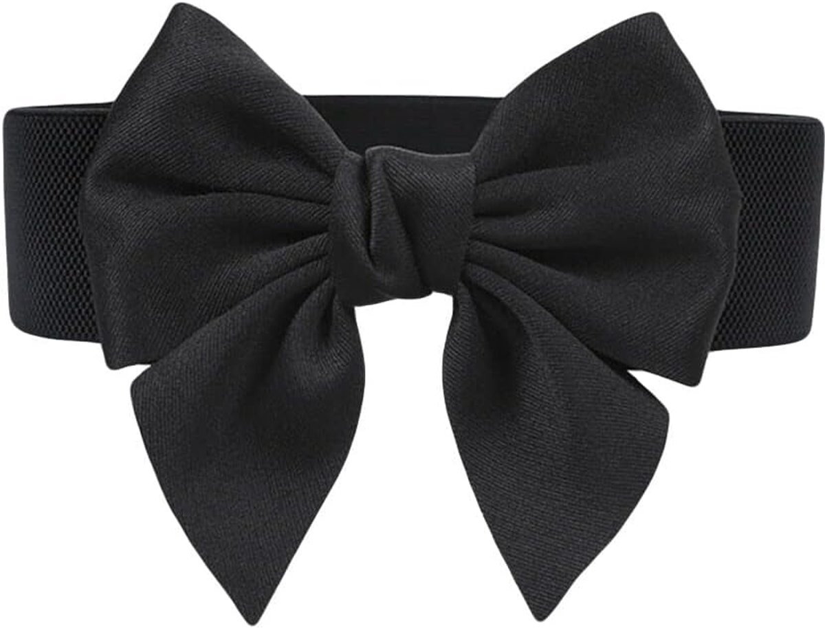 Women's Elastic Belt, Tie Waist Belt, Wide Waistband, Decorative Clothing Belt for Girls, Black - ShopVlot