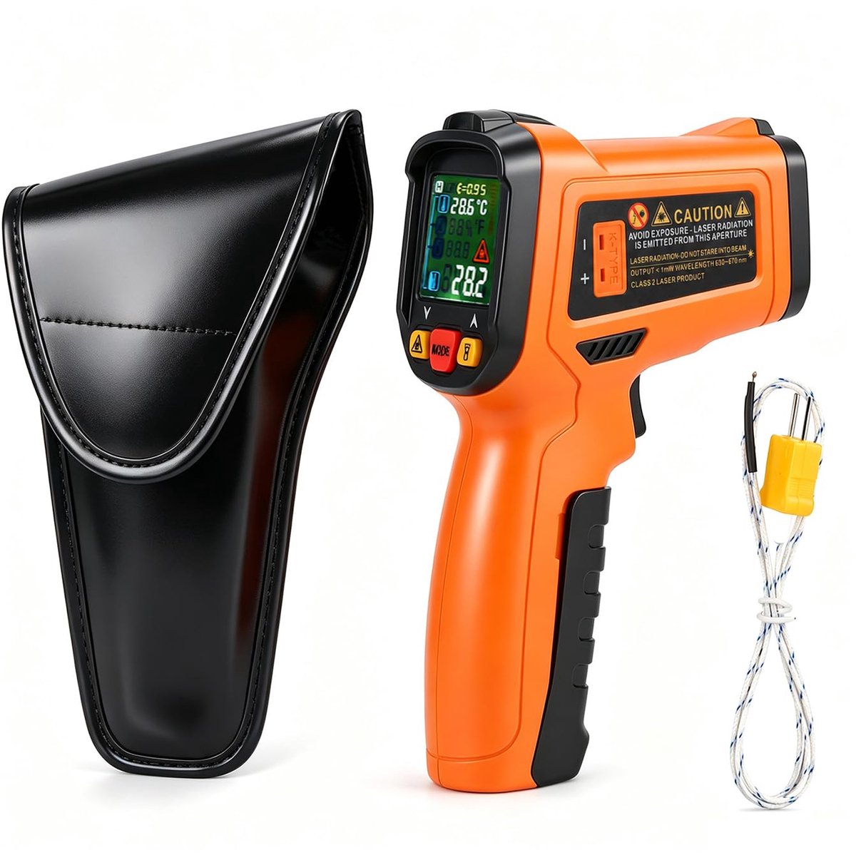 Infrared Thermometer With Thermocouple, -50°C To 800°C (-58 To 1472°F) Non-Contact Thermometer Gun + Hygrometer Dew - ShopVlot
