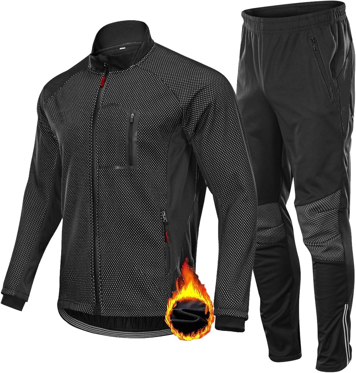 Fietsjas set winter thermisch waterdicht winddicht fietsjack fietsjack winter thermo fleece fietsshirt set fietskleding ademende lange fietsbroek fietsjas + fietsbroek