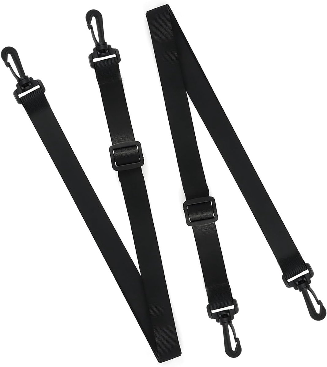 Set van 2 universele riemen, 25 mm, verstelbaar, 75-135 cm, zwarte riemen met gesp van hard plastic, vernieuw je accessoires met deze set voor tassen en rugzakken