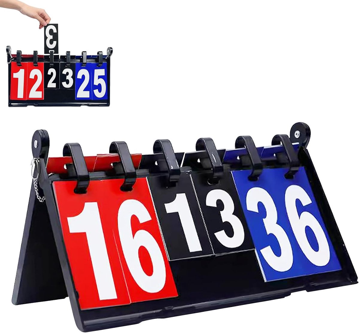 Scorebord, draagbaar flip-sportdisplaybord, 4-cijferige weergaveweergave, puntenbord, scoreboard, draagbaar scorebord voor basketbal, badminton/volleybal, tafeltennis