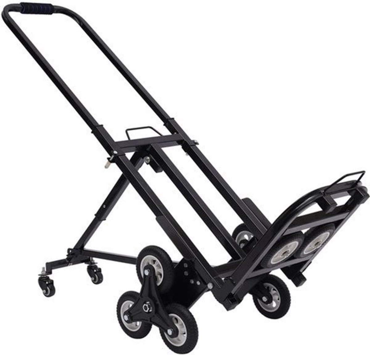 Collox - Steekwagen - Trapklimkar - Trolley - Opvouwbaar - Meerdere wielen - Flexibele beweging - In hoogte verstelbare armleuning - Draagvermogen - 150 kg - Staal - Zwart