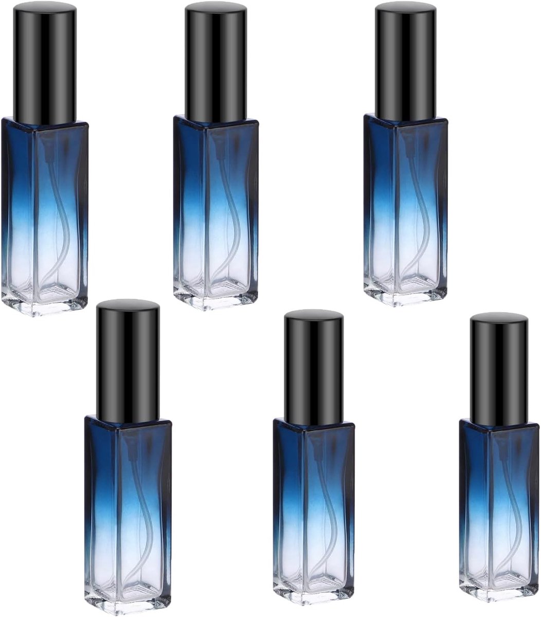 Navulbaar, 6 stuks reisparfum verstuiver fles 10 ml draagbaar glas helder lekvrij spuitfles met fijne nevel aftershave dispenser voor reizen, vakantie, dagelijkse zaken