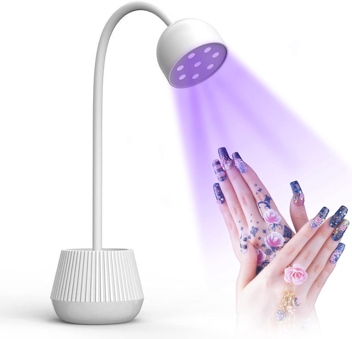 Nageldrooglamp, 24W Nagellakuithardingslamp, 365nm 405nm 360 Graden Draaibare Zwanenhals USB-oplader voor Nagelgeldroger voor Salon of Thuisgebruik