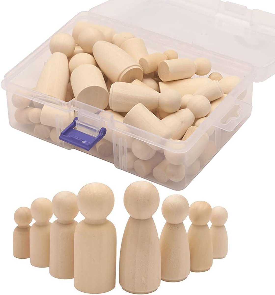 Dolls, 50 stuks houten pop, onvoltooid, van natuurlijk hout, mensen van hout, familiefiguren, voor schilderen, handwerk, projecten, kunst, doe-het-zelf, decoratie, 4 maten