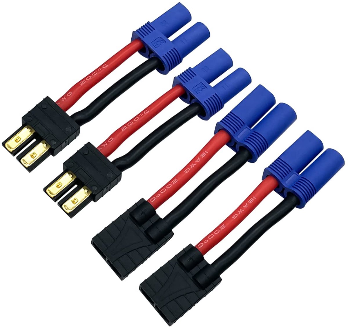 2 Pairs RC LiPo Batterij Connector Adapter Compatibel met Lipo Batterij Plug naar EC5 Mannelijke Vrouwelijke op ESC Lading
