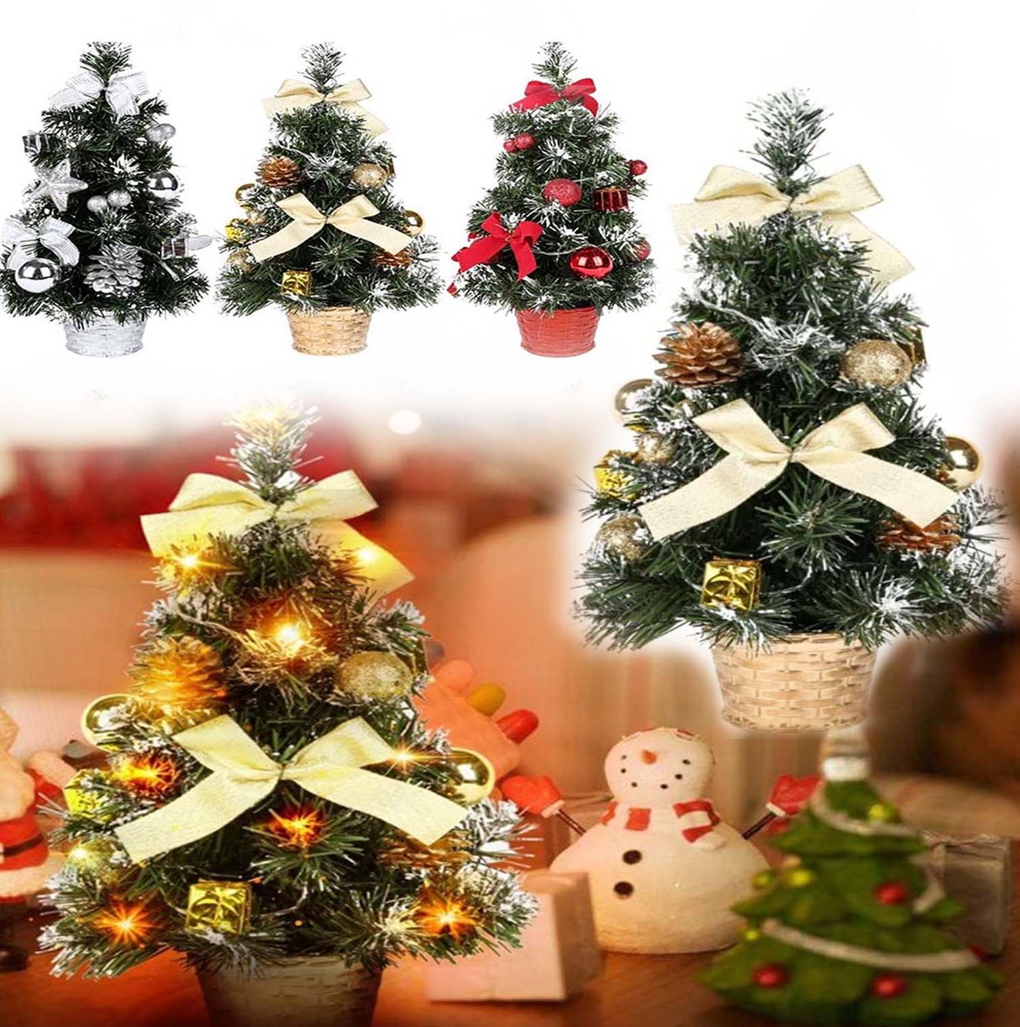 Mini Kerstboom Met Lichtjes, Kerstdecoratie Voor Binnen, Kunstmatige Tafeldecoratie Voor de Feestdagen, Ideaal Voor Eerste Kerstdag.