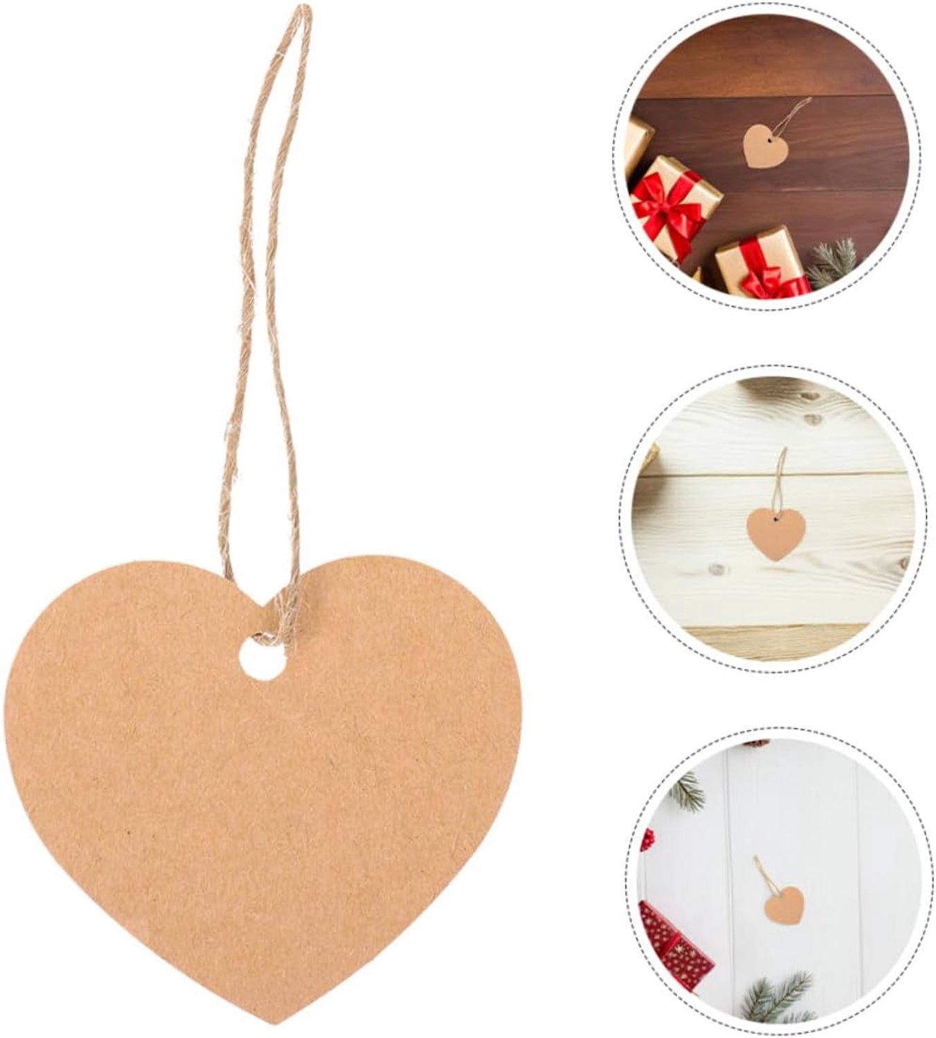 Cadeauhangers 500 stuks - hartvormig - kraftpapier - personaliseerbaar voor knutselwerk - m-winkel
