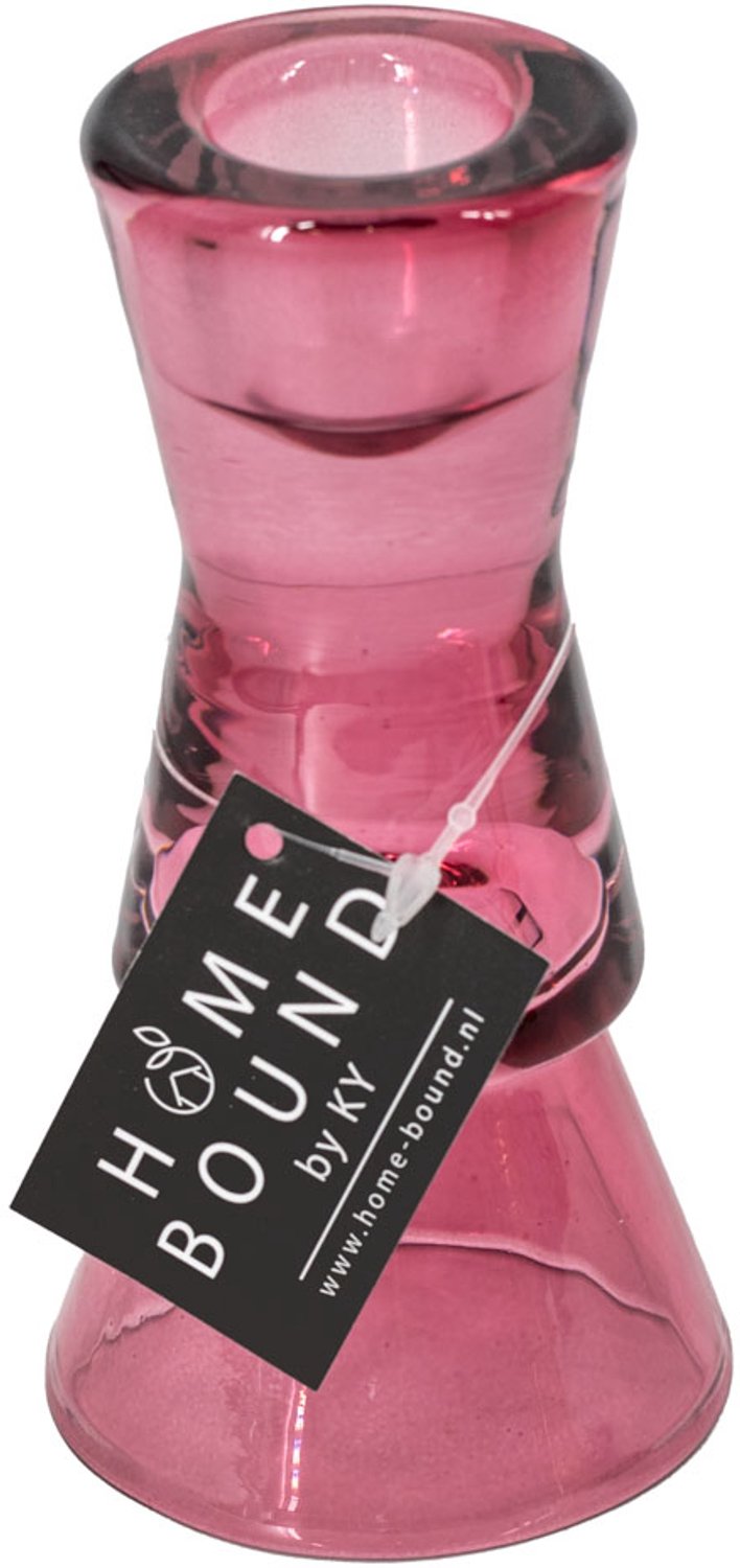 homebound by ky Glazen kaarsenstandaard roze